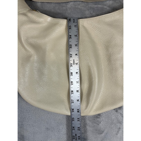 Quince Italian Handwoven Leather Purse Hobo Shoulder Bag Cream Versatile 16" - Picture 9 of 12